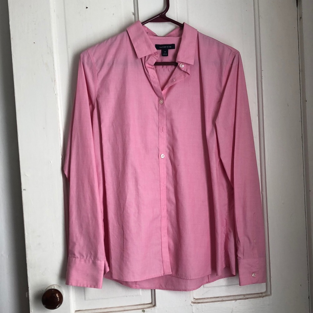 Land’s End Women’s 8 Pink Button Up Shirt